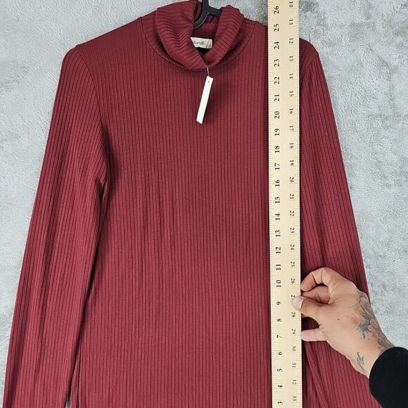 Madewell Top Womens Size M Rouge Turtleneck Ribbed Knit Lightweight Stretch NWT - Picture 6 of 8